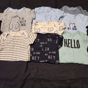 Gerber Baby Short Sleeve Bodysuits 0-3 months Bears, Hello/Hey and Stripes